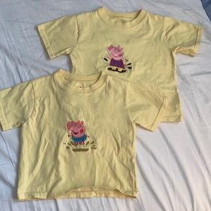 Cotton T shirts with Peppa and George embroidery